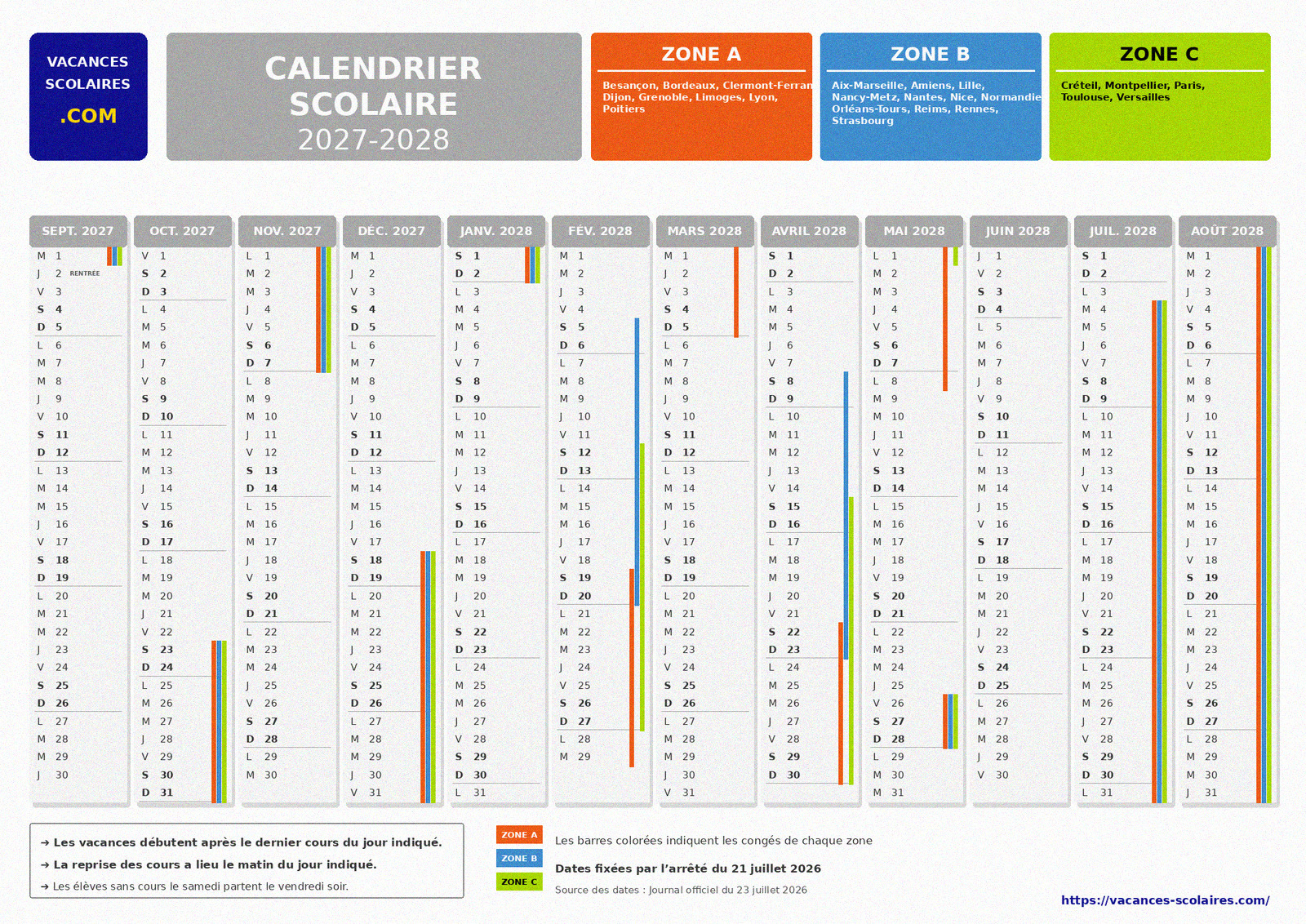 Calendrier scolaire 2027 2028 rentree un jeudi l ordre des