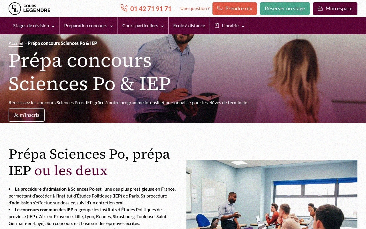 Apercu du site Cours Legendre