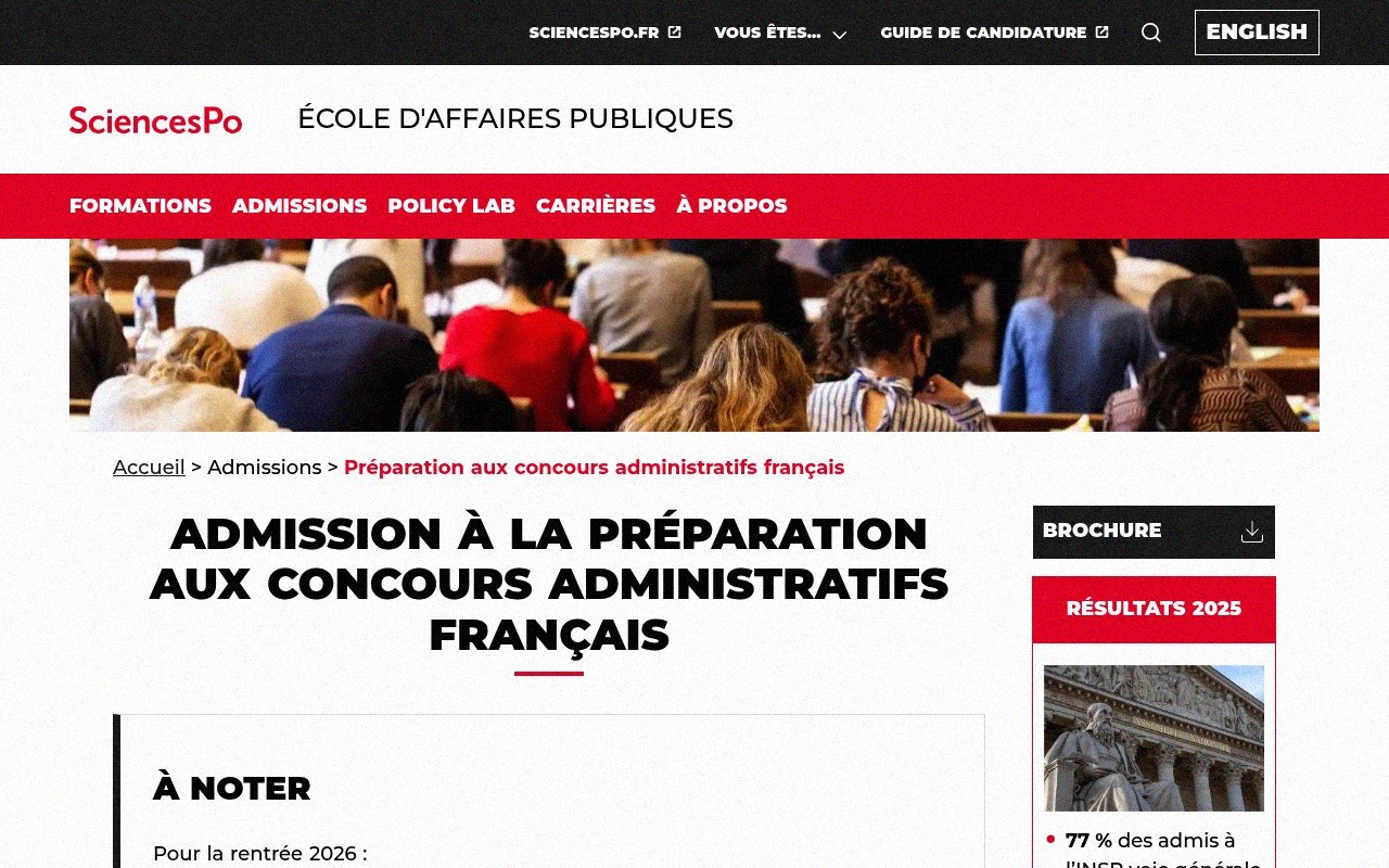 Apercu du site Sciences Po – Prépa Concours de l’École d’affaires publiques