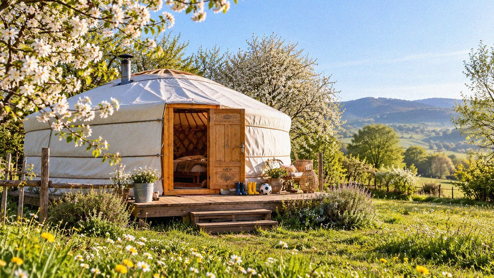 Vacances de printemps 2027 en famille yourte ou cabane