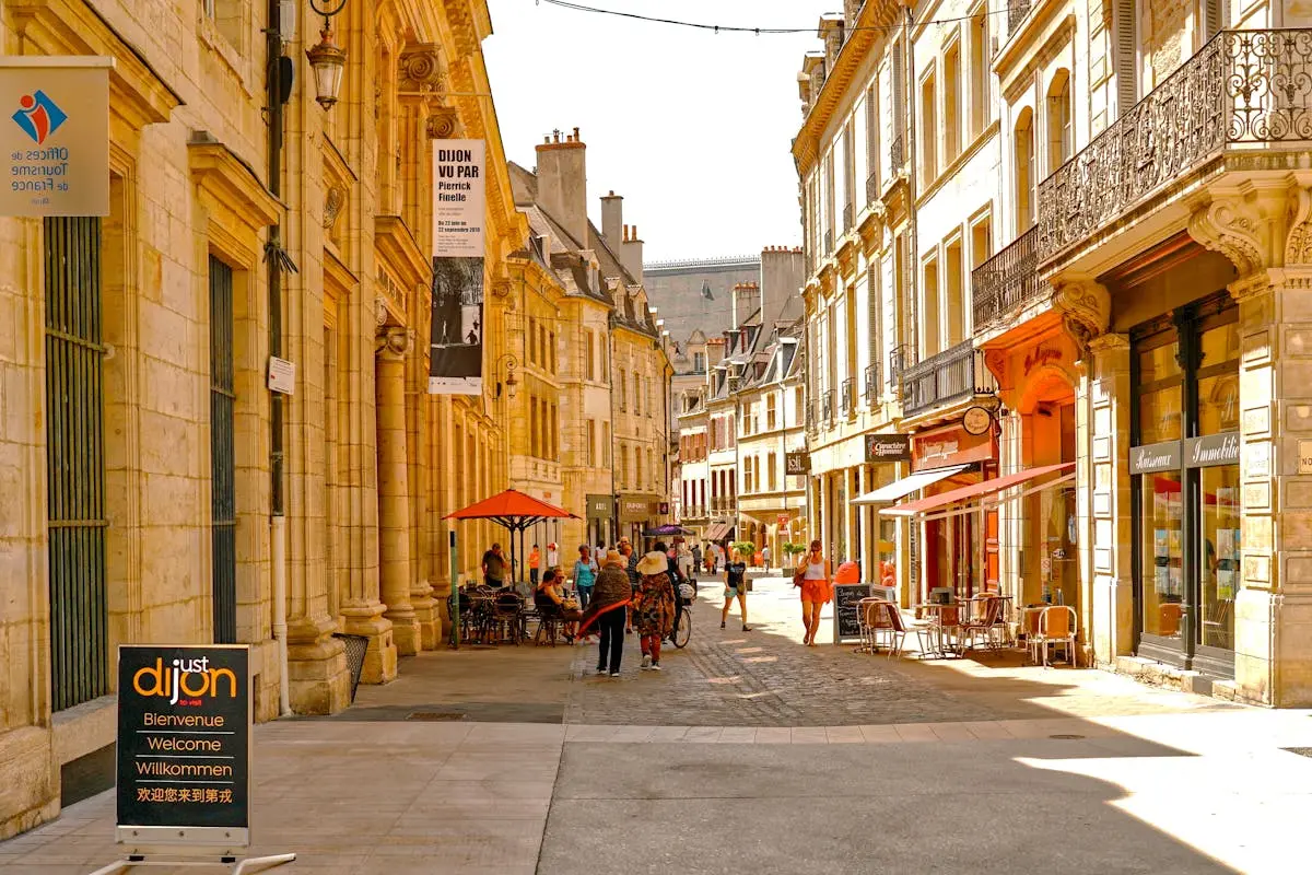 Rue pittoresque de Dijon avec son architecture vintage