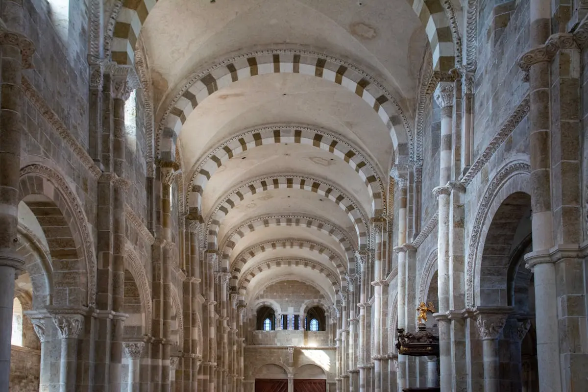 Experience the majestic Romanesque architecture of Vézelay Basilica, France.